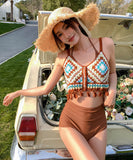 3点セット ビキニ セクシー ニット 水着 モノキニ Vネック 着痩せ YH7-YZM-QMYA769