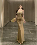 ロングドレス キャバドレス セクシー 上品 スパンコール キャミソール サテン マーメイドライン JC2-DD3835