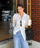 【2色】トップス レディース エレガント 韓国風 バックリボン ブラウス 長袖 無地 シャツ 出勤 デート お出かけ JC1-JW8339XJMB089