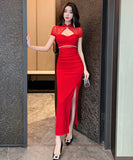 【2色】ロングドレス キャバドレス 宴会 谷間露出 セクシー おしゃれ 女性魅力 YH2-DD6559