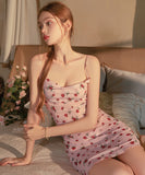 ルームウェア セクシー フラワーレース キャミソール 透け感 ダルメシアンネック 可愛い ナイトウェア LW2-GR5615