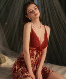 【3色】セクシー ルームウェア キャミソールネグリジェ レース パジャマ Vネック  KS8-GR5909