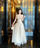 ロングドレス キャバドレス セクシー上下2点セット コルセット風 チュール ギャザー 二次会 ナイトクラブ パーティードレス KS2-DD5270