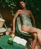 ビキニ  水着　ヴィンテージ花柄ワンピース型欧米風スイムウェア 小胸盛れ＆お腹カバー 細見え効果 HMZ7-SNMB141