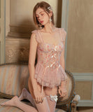 Lady's coco セクシー コルセット シースルー レースランジェリー  カップ付き LW2-GR6342