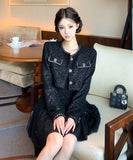 【2点セット】ミニドレス キャバドレス セクシー 高見え フレンチ風 セレブ系 スリム ショートアウター×ミニワンピ セットアップ スパンコールデザイン デート お出かけ JC2-XKDD335B-6502-Sep26