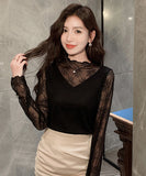 【2色】トップス レディース セクシー レースインナー 長袖 レーストップス シアー プラスサイズ デートコーデ 通勤 JC1-JW8896GT622