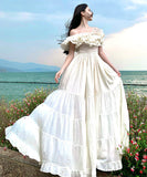 【2色】ロングドレス セクシー フェミニン 華やか フリルオフショルダー ウエストシェイプ 大きなフレアスカート 上品シルエット パーティー JC2-CD1-119-99260700