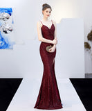 【7色】ロングドレス キラキラ Vネック 高級感 披露宴 宴会 マーメイドドレス YH2-YEY16276#