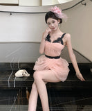 ミニドレス キャバドレス セクシー キャミワンピ レース×チュール切替 ウエストシェイプ ボディコン バイカラー JC2-DD3834
