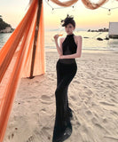 ロングドレス キャバドレス セクシー ホルターネック ボディコン チュール 細見え シースルー パーティー JC2-CD6-157-83220550