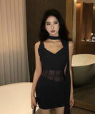 【2色】キャバドレス ミニドレス 透け感 フリル カワセクシー 谷間見せ party YH2-DD6467