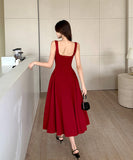 【2色】膝丈ドレス 高級感 ラAイン 着痩せ 名媛風 セクシー おしゃれ YH2-ZED889769GT347