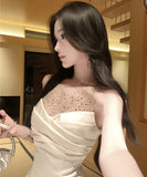 【2色】Lady's coco ミニドレス キャバドレス エレガント フレンチ メッシュ ビジューデザイン ノースリーブ ボディコン JC2-XKDD310-3393-Oct10