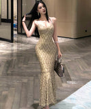 Lady's coco ロングドレス キャバドレス セクシー バックレス スパンコール マーメイドワンピ 交差ストラップ パーティー 二次会 JC2-XHY919310