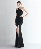 【4色】Lady's coco ロングドレス キャバドレス セクシー サテン 細見え ワンショルダー タイト マーメイドドレス パーティー 結婚式 イブニングドレス JC2-YEY18987