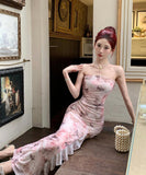 ロングドレス キャバドレス フリル 蝶柄 セクシー オフショルダー YH2-ZED889117DXH343B