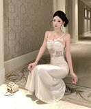 ロングドレス キャバドレス セクシー レース×チュール切替 サテン 上品 キャミソール マーメイドライン パーティー JC2-DD3832