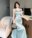 ロングドレス キャバドレス セクシー フレンチ オフショルダー キャミワンピ バックオープン パーティー JC2-DD4031