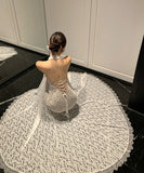 ロングドレス キャバドレス セクシー レース フリル ホルターネック バックオープン マーメイドライン パーティー JC2-XHY9895