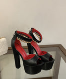 ハイヒール メタルチェーンデザイン プラットフォームソール バックファスナー チャンキーヒール オープントゥ クラブ JC2-JLGMY-953-2