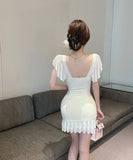 【2色】キャバドレス ミニドレス チュール セクシー 谷間魅せ かわいい 着痩せ YH2-DD6808