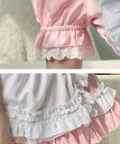 【4点セット】 セクシー コスプレ ハロウィン ピンク 猫耳 メイド ロリータ コスチューム イベント ケモノ 制服パーティー JC2-XJ8679