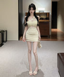 【3色】ミニドレス キャバドレス セクシー チュール ワンショルダー ボディコン フラワーモチーフ クラブ 指名 JC2-DD3993