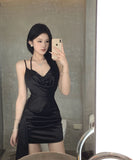 ミニドレス キャバドレス セクシー ドレープネック スパンコール キャミワンピ フェミニン 細見え クラブ 指名 JC2-DD3884