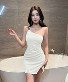 【4色】ミニドレス キャバドレス セクシー ワンショルダー ギャザー 切り替えデザイン ボディコン クラブ 指名 JC2-DD6396