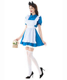 【3点セット】夢かわ コスプレ ハロウィン アリス  エプライムブルー ロリータフリル メイド服 仮装パーティー JC2-XJY6028