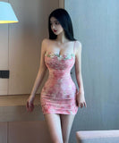 ミニドレス キャバドレス セクシー フラワー刺繍 キャミワンピ ボディコン クラブ 指名 JC2-2877DXH433
