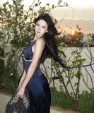 ロングドレス キャバドレス セクシー フレンチ風 Vネック カットアウト カットアウト ウエストマーク リボンディテール 清楚系 JC2-YPX1-E212-11250750