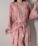 ルームウェア ランジェリー セクシー ベルベット レース 谷間メイク バックオープン ガウン付きセット JC8-GR6275