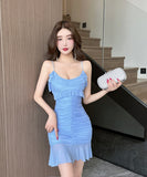 【5色】ミニドレス キャバドレス ベアトップ セクシー おしゃれ フリル YH2-DD6660