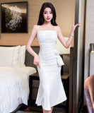 【2色】膝丈ドレス キャバドレス エレガント 上品 ボディコン フラワーモチーフ デート お出かけ JC2-JX5899