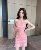 【5色】ミニドレス キャバドレス ベアトップ セクシー おしゃれ フリル YH2-DD6660