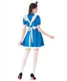【3点セット】夢かわ コスプレ ハロウィン アリス  エプライムブルー ロリータフリル メイド服 仮装パーティー JC2-XJY6028