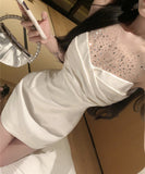 【2色】Lady's coco ミニドレス キャバドレス エレガント フレンチ メッシュ ビジューデザイン ノースリーブ ボディコン JC2-XKDD310-3393-Oct10