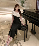 【2色】ロングドレス キャバドレス セクシー フレンチ ドレープ 切替 ワンショルダー ワンショルダー エレガント パーティー JC2-XHY918518