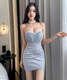 【4色】ミニドレス キャバドレス セクシー ストラップレス タイトミニワンピ ボディコン 指名 クラブ JC2-YM8892