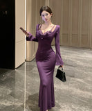 【2色】ロングドレス キャバドレス セクシー フェイクレイヤード レーストリム キャミソール 谷間魅せ 上品 タイト マーメイドワンピ 指名 JC2-DD6075