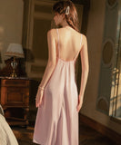 【2色】ルームウェア ランジェリー セクシー レース切り替え サテン カットアウト バックオープン キャミソール 清楚系 JC8-GR5291