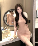 ミニドレス キャバドレス セクシー オフショルダー Vネック 細見え ジャカード ボディコン お呼ばれコーデ JC2-ZED883442DXH502