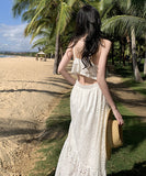 サンドレス ロングドレス ハワイ 着痩せ セクシー 海辺 レース 可愛い YH2-QJ-9397