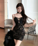 ミニドレス キャバドレス セクシー スパンコール ギャル風 キャミワンピ ボディコン クラブ 指名 JC2-ZED882711DXH437A
