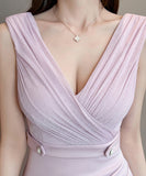 【4色】ミニドレス キャバドレス セクシー チュール切り替え Vネック スリット入り バー・クラブ JC2-YM8904