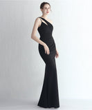 【4色】Lady's coco ロングドレス キャバドレス セクシー サテン 細見え ワンショルダー タイト マーメイドドレス パーティー 結婚式 イブニングドレス JC2-YEY18987