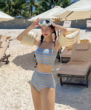 水着 ビキニ セクシー ストライプ ハイウエストビキニ キャミデザイン 写真映え ビーチ リゾート 温泉DQ7-DP-A23067