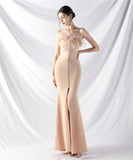 【5色】ロングドレス ナイトドレス セクシー 高級感 気質 ダチョウの羽 宴会 YH2-YEY31938#